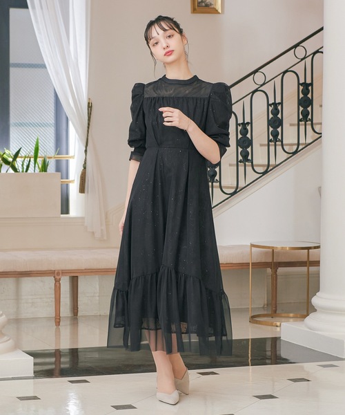 「niana」 7分袖ワンピース M ブラック レディース_画像5