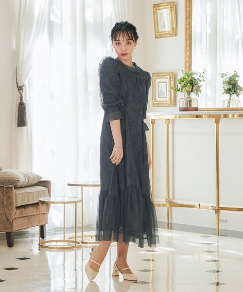 「niana」 7分袖ワンピース M ブラック レディース_画像9