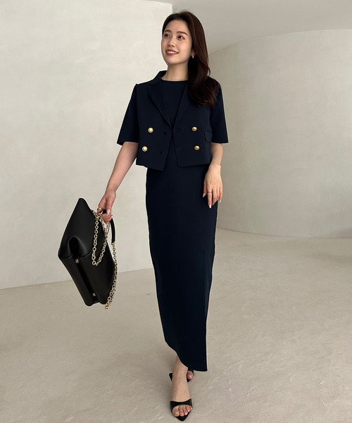 「anuans」 ノースリーブワンピース MEDIUM ネイビー レディースの画像