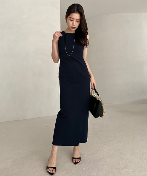 「anuans」 ノースリーブワンピース MEDIUM ネイビー レディースの画像