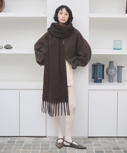 AIC. マフラー ストール ミックスカラーバルキーフリンジマフラー