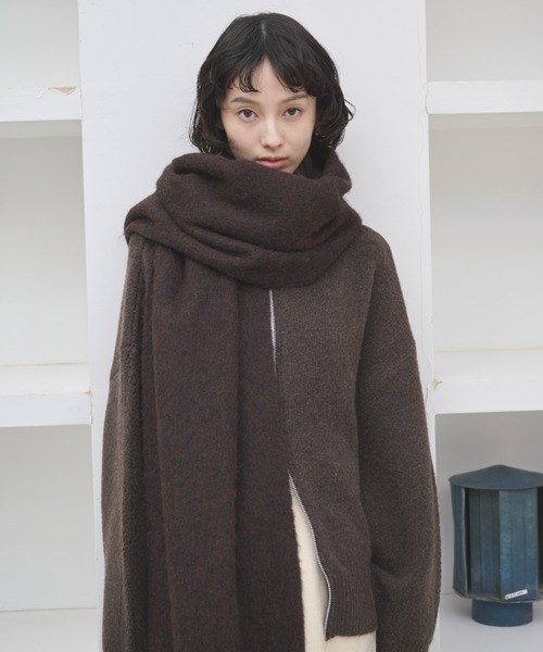 バーガンディ フリンジ付きマフラー セール】【洗える静電気防止】太フリンジマフラー（マフラー