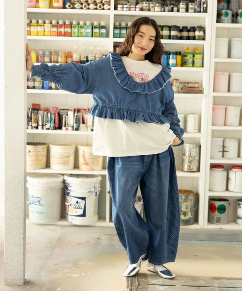 niko and…（ニコアンド） デニムパンツ LARGE グレー レディース