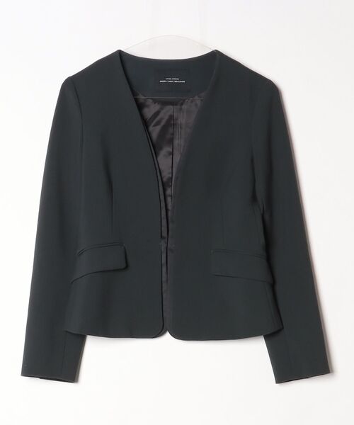 美品【グリーンレーベルリラクシング】ノーカラーグレー×ブラック　38 M green label relaxing（グリーンレーベルリラクシング） ノーカラー
