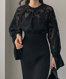 「Louere」 長袖ブラウス SMALL ネイビー レディースの画像3