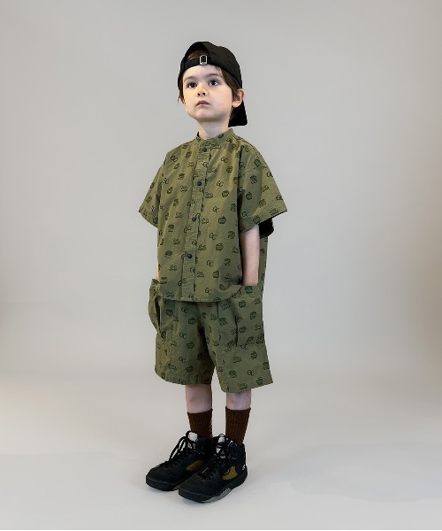 ブラウス シャツ GC Patterned Band Collar Shirt キッズ 子供服 男の子 女の子の画像