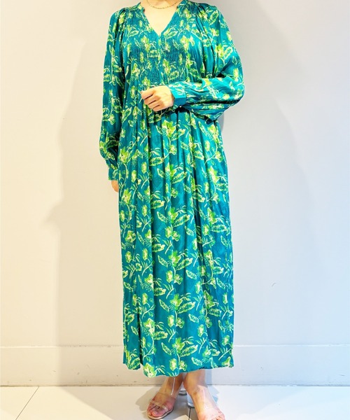 sara mallika（サラ マリカ） 長袖ワンピース M グリーン レディース