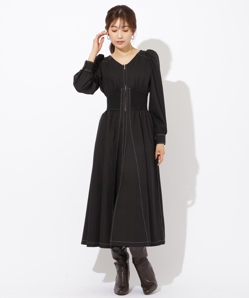 「AND COUTURE」 長袖ワンピース MEDIUM ベージュ レディース_画像2