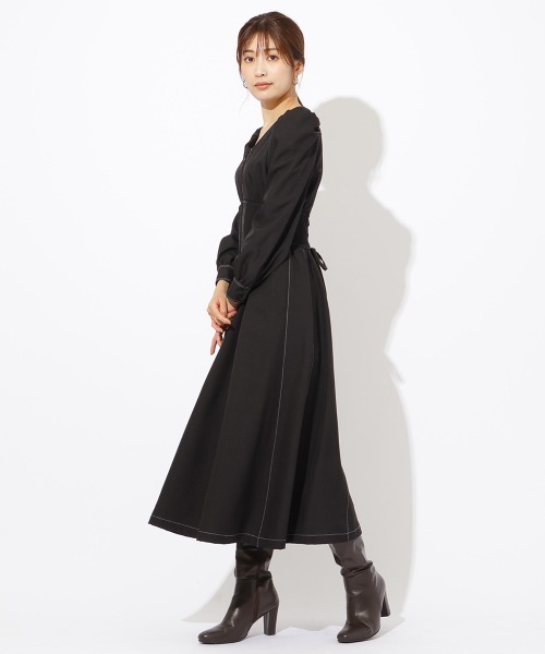 「AND COUTURE」 長袖ワンピース MEDIUM ベージュ レディース_画像3