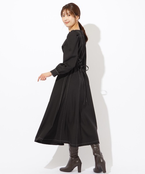 「AND COUTURE」 長袖ワンピース MEDIUM ベージュ レディース_画像4