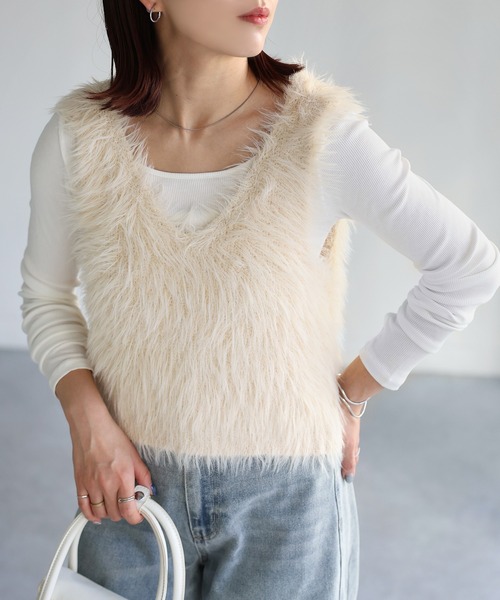 「Riberry」 キャミソールニット FREE チャコールグレー レディース_画像3