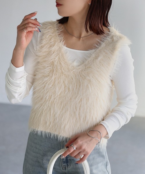 「Riberry」 キャミソールニット FREE チャコールグレー レディース_画像7