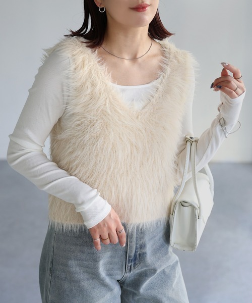 「Riberry」 キャミソールニット FREE チャコールグレー レディース_画像9