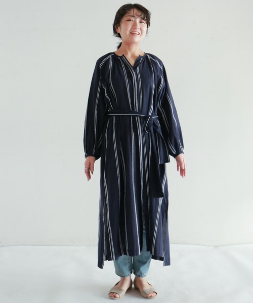 「NOMBRE IMPAIR」 長袖ワンピース FREE ネイビー レディース_画像2
