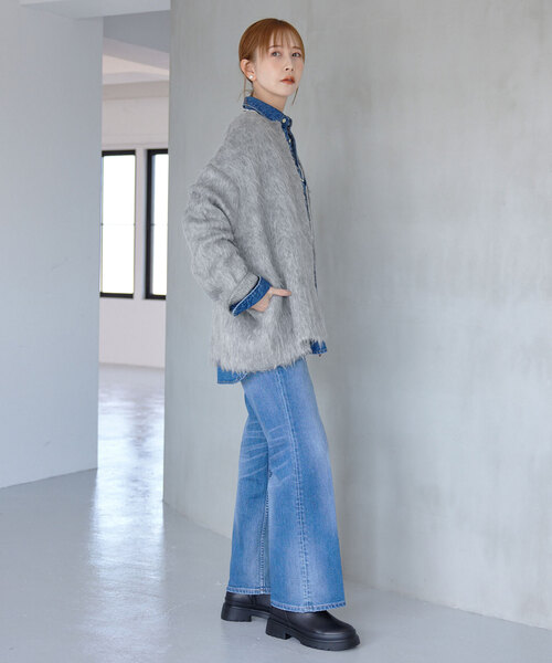 「SLOBE IENA」 ニットカーディガン 38 グレー レディース_画像3