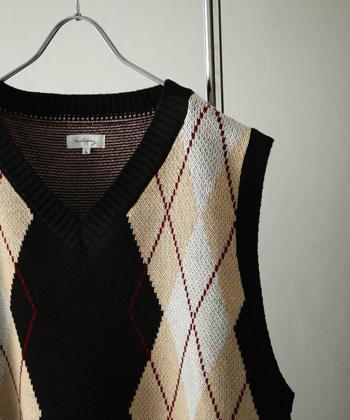 「Nilway」 ノースリーブニット MEDIUM ダークブラウン メンズ_画像4