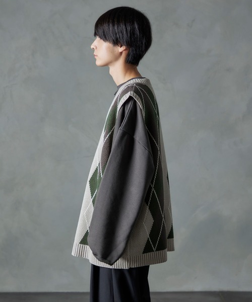 「Nilway」 ノースリーブニット MEDIUM ダークブラウン メンズ_画像8