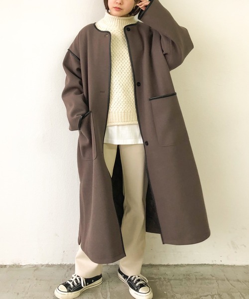 「Auntie Rosa Holiday」 ノーカラーコート FREE ベージュ レディース_画像3