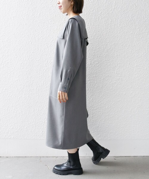 「SHIPS any」 長袖ワンピース ONE SIZE グレー レディース