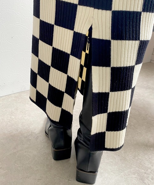 「LHELBIE」 ニットスカート M ベージュ レディース_画像4