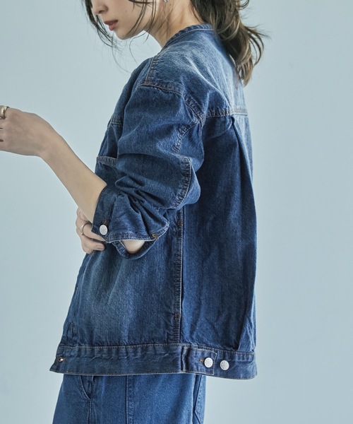 「Fashion Letter」 「LARU」デニムジャケット LL ブルー レディース_画像2