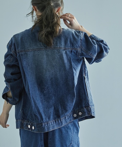 「Fashion Letter」 「LARU」デニムジャケット LL ブルー レディース_画像3