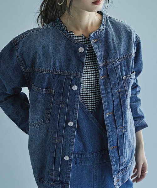 「Fashion Letter」 「LARU」デニムジャケット LL ブルー レディース_画像7