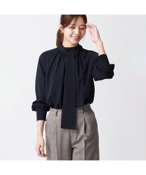 「AOYAMA」 「&ress」長袖ブラウス L ネイビー レディース_画像8