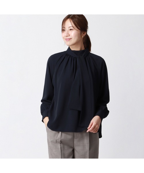 「AOYAMA」 「&ress」長袖ブラウス L ネイビー レディース_画像9