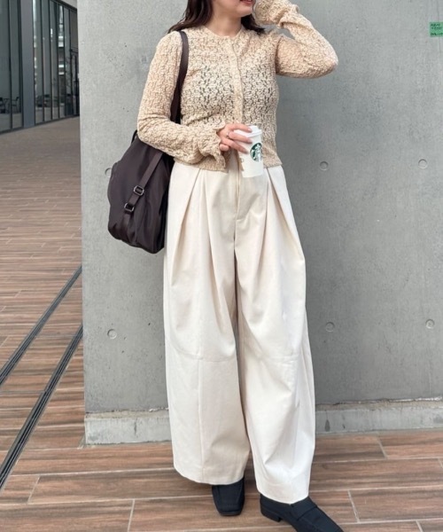 スタイルミキサー　タックショルダーレースカーデ STYLEMIXER（スタイルミキサー） カーディガン タックショルダーレース