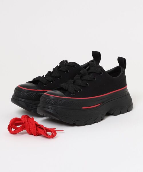 「CONVERSE」 ローカットスニーカー 4.5 ブラック×ブルー レディースの画像