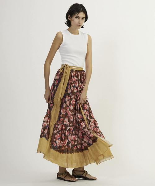 CURRENTAGE スカート 「CURRENTAGE/カレンテージ」Rose print skirt