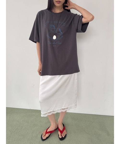 Didot.showroom tシャツ 半袖 ドローイング木馬プリントT レディース