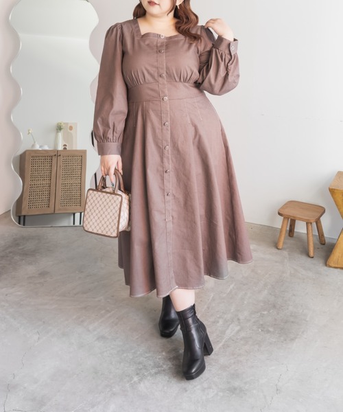 「CLETTE」 長袖ワンピース LL ネイビー レディース_画像9