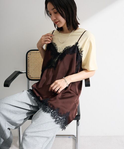 Green Parks（グリーンパークス） レースドッキングサテンビスチェ