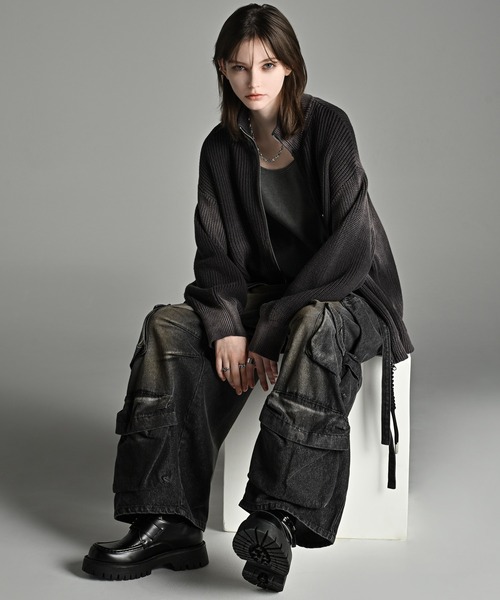 「ADRER」 ニットカーディガン X-SMALL ネイビー メンズ_画像4