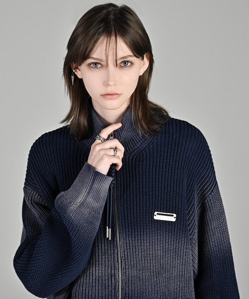 「ADRER」 ニットカーディガン X-SMALL ネイビー メンズ_画像7