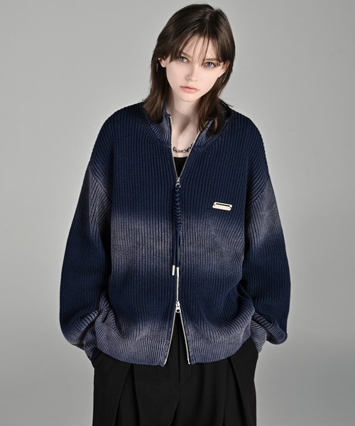 「ADRER」 ニットカーディガン X-SMALL ネイビー メンズ_画像8