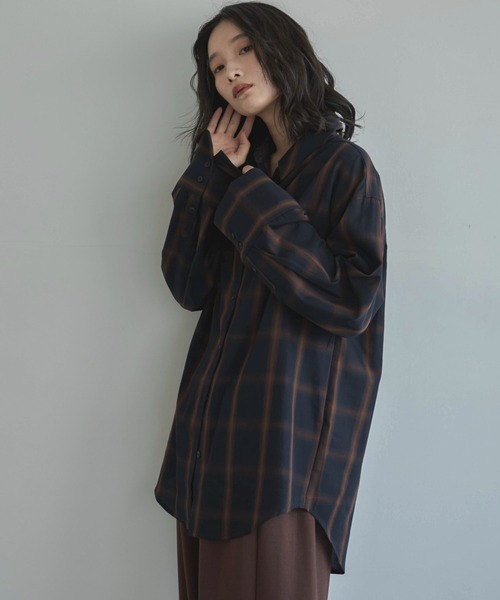 「feepur」 長袖シャツ MEDIUM ネイビー レディース_画像7