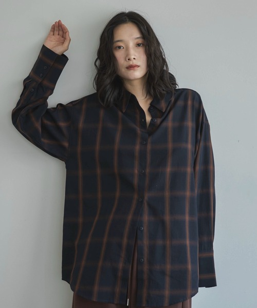 「feepur」 長袖シャツ MEDIUM ネイビー レディース_画像9
