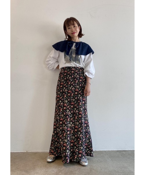 「MADEMOISELLE ROPE'」 長袖ブラウス 38 ブルー系その他4 レディース_画像7