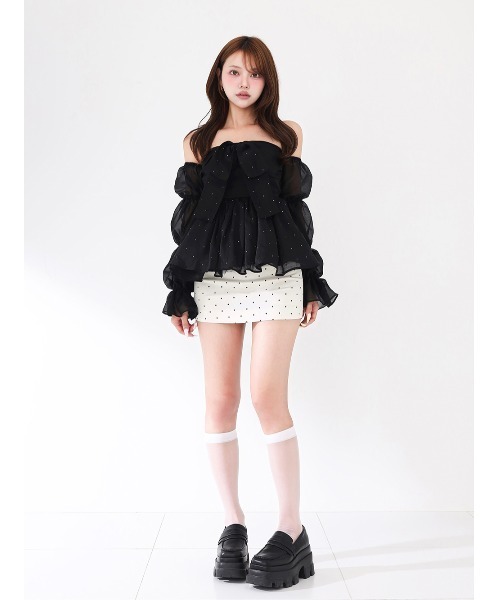 Darich（ダーリッチ） シフォンリボンフレアチュニック レディース