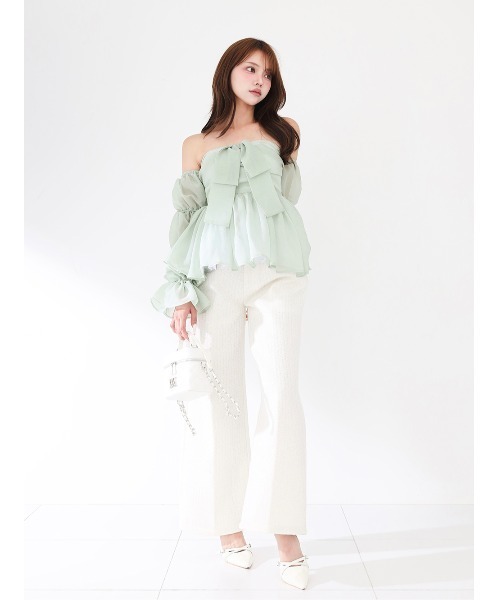 Darich（ダーリッチ） シフォンリボンフレアチュニック レディース