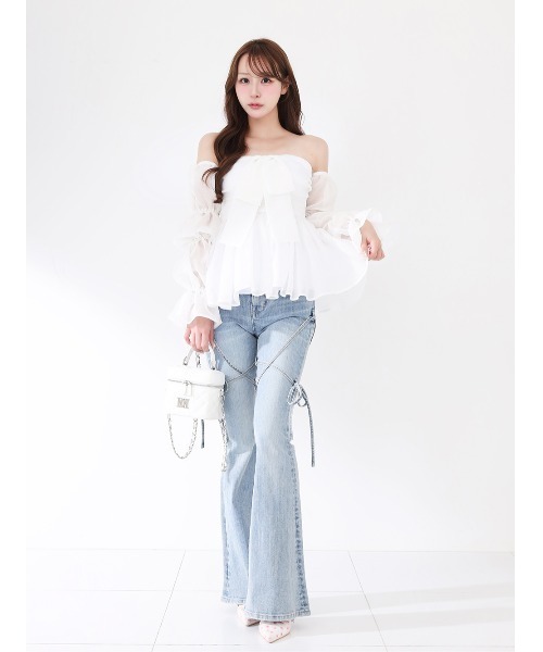 Darich（ダーリッチ） シフォンリボンフレアチュニック レディース
