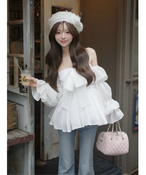 Darich（ダーリッチ） シフォンリボンフレアチュニック レディース