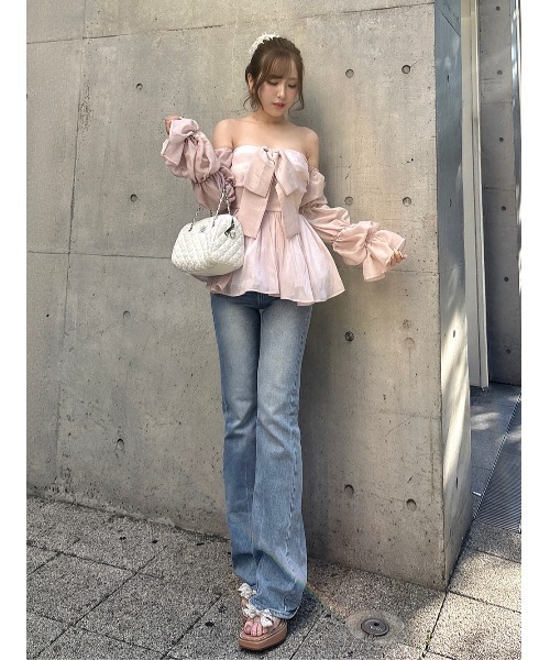 Darich（ダーリッチ） シフォンリボンフレアチュニック レディース