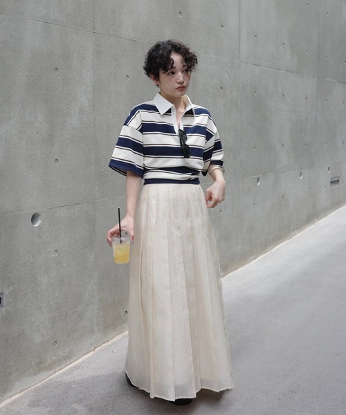 Ameri（アメリ） ブラウス シャツ 夏 半袖 WAIST MARK RUGGER SHIRT