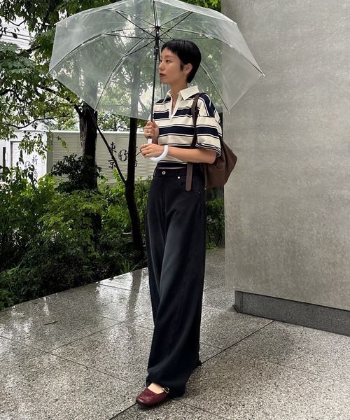 Ameri（アメリ） ブラウス シャツ 夏 半袖 WAIST MARK RUGGER SHIRT
