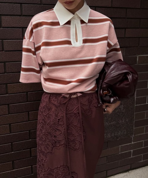 Ameri（アメリ） ブラウス シャツ 夏 半袖 WAIST MARK RUGGER SHIRT