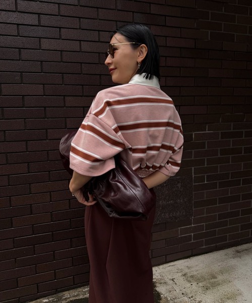Ameri（アメリ） ブラウス シャツ 夏 半袖 WAIST MARK RUGGER SHIRT